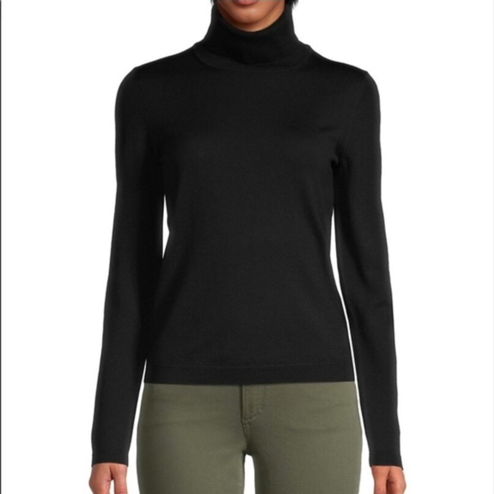 BOSS By Hugo Boss Extra Fine Merino Wool Black Turtleneck Size Large